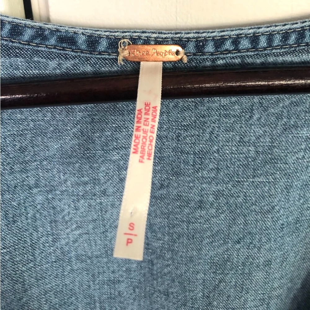 Free People Blue Denim Maxi Dress with Bandana Tie - Picture 7 of 9